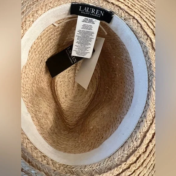 🆕 Lauren Ralph Lauren Raffia Rope Fedora Hat - Picture 15 of 17